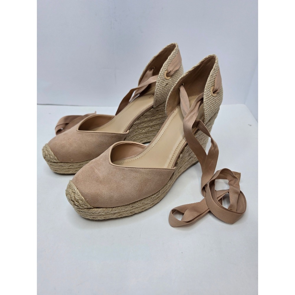 On 34th Melindaa Espadrille Wedge Sandals Size 12 Buff Nude